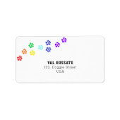 Rainbow Dog Paw Adressaufkleber (Vorne)