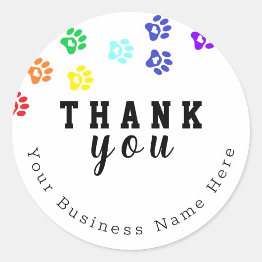 Rainbow Dog Paw Custom Danke Stickers (Vorderseite)