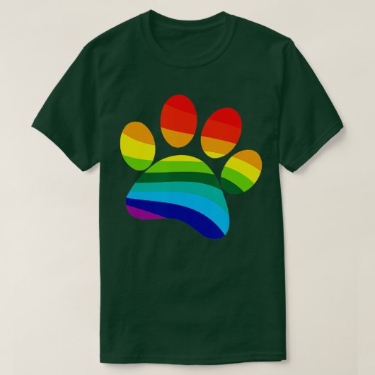 Rainbow Dog Paw Print - I Liebe Hunde T-Shirt (Design vorne)
