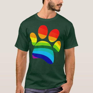 Rainbow Dog Paw Print - I Liebe Hunde T-Shirt