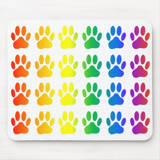Rainbow Dog Pawprint Mousepad (Vorne)