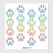 Rainbow Dog Pawprints Animal Tracks Decals Aufkleber (Blatt)
