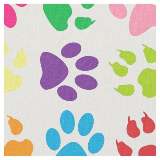 Rainbow Dog Paws Muster Stoff (Nahaufnahme)
