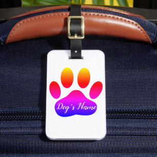 Rainbow Dog Pfosten Druck mit Individuelle Name Gepäckanhänger
