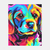 Rainbow Dog Portrait Art Fleecedecke (Vorderseite)