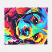 Rainbow Dog Portrait Art Fleecedecke (Vorderseite (Horizontal))