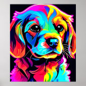 Rainbow Dog Portrait Art Poster (Vorne)