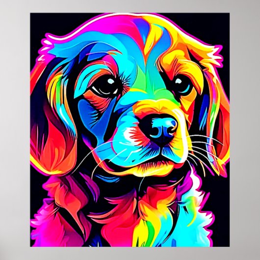 Rainbow Dog Portrait Art Poster (Vorne)