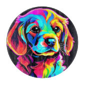 Rainbow Dog Portrait Art Schneidebrett (Vorderseite)