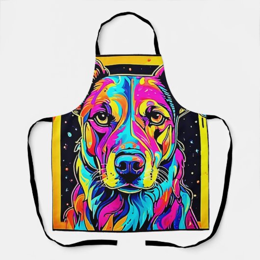 Rainbow Dog Portrait Art Schürze (Vorderseite)