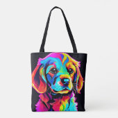 Rainbow Dog Portrait Art Tasche (Rückseite)