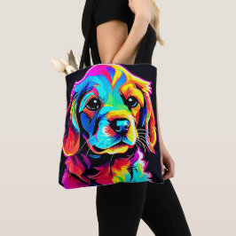 Rainbow Dog Portrait Art Tasche