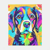 Rainbow Dog Portrait Design Fleecedecke (Vorderseite)