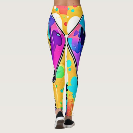 Rainbow Dog Portrait Design Leggings (Rückseite)