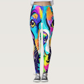 Rainbow Dog Portrait Design Leggings (Vorderseite)