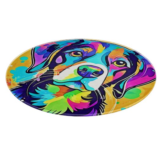 Rainbow Dog Portrait Design Schneidebrett (Ecke)