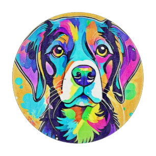 Rainbow Dog Portrait Design Schneidebrett