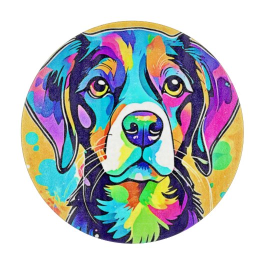 Rainbow Dog Portrait Design Schneidebrett (Vorderseite)