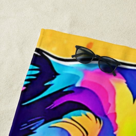 Rainbow Dog Portrait Design Strandtuch (Beispiel)
