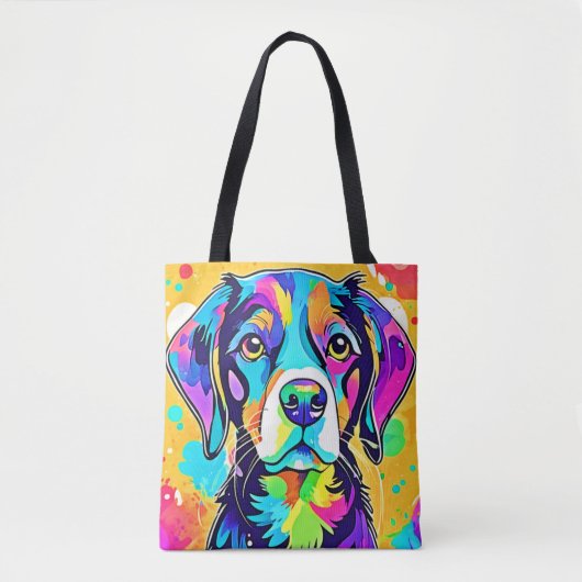 Rainbow Dog Portrait Design Tasche (Vorderseite)