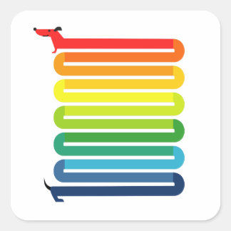 Rainbow Dog Quadratischer Aufkleber