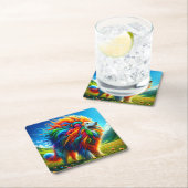 Rainbow Dog Rechteckiger Pappuntersetzer (Vor Ort)