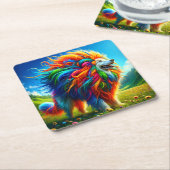 Rainbow Dog Rechteckiger Pappuntersetzer (angewinkelt)