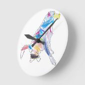 Rainbow Dog Throw Kissen Runde Wanduhr (Winkel)