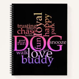 Rainbow Dog Word Art Bullet Journal Notizblock