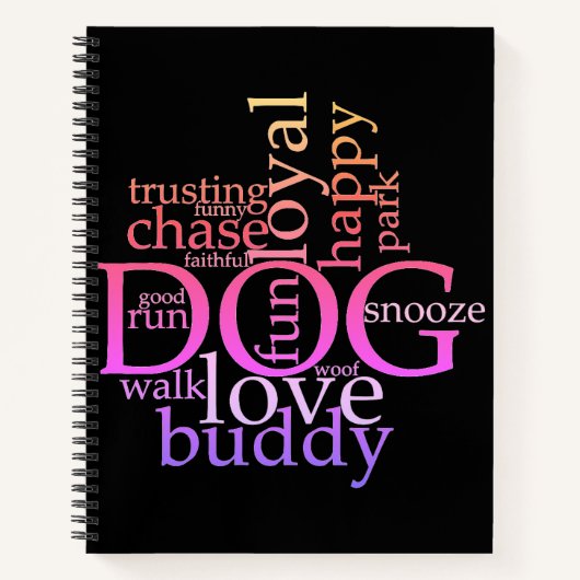 Rainbow Dog Word Art Bullet Journal Notizblock (Vorderseite)