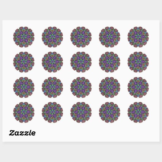 Rainbow Doily Mosaic Runder Aufkleber (Blatt)
