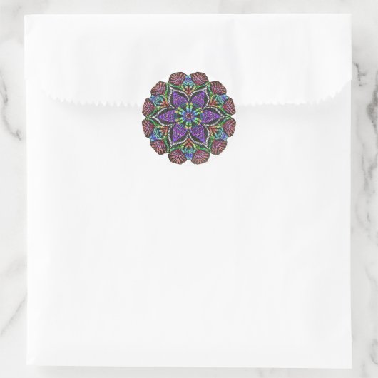 Rainbow Doily Mosaic Runder Aufkleber (Tasche)