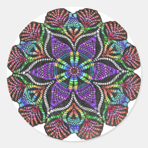 Rainbow Doily Mosaic Runder Aufkleber