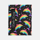 Rainbow Dolphin Fleece Blanket – Kids Custom Name (Vorderseite)