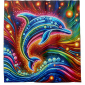"Rainbow Dolphin: Ocean Glow" Duschvorhang (Vorderseite)