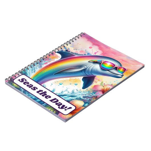 Rainbow Dolphin Seas the Day Girls Zurück in die S Notizblock (Linke Seite)