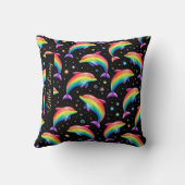 Rainbow Dolphin Throw Pillow – Customizable Name Kissen (Rückseite)