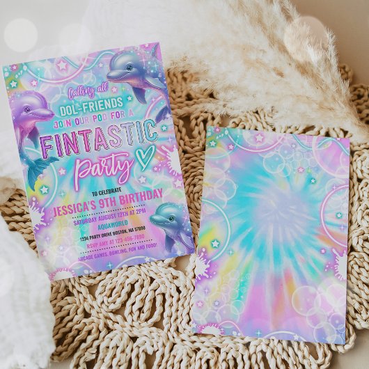 Rainbow Dolphin Under Sea Birthday Party Einladung