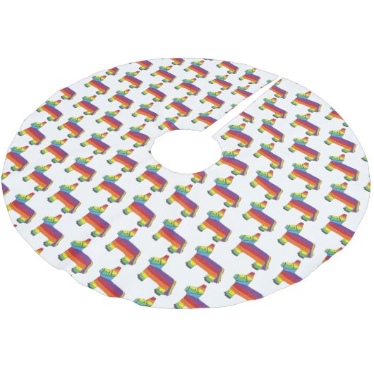 Rainbow Donkey Piñata Cinco De Mayo Party Polyester Weihnachtsbaumdecke (Schrägansicht)