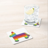 Rainbow Donkey Piñata Cinco de Mayo Pride Fiesta Rechteckiger Pappuntersetzer (Vor Ort)