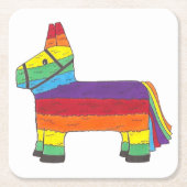 Rainbow Donkey Piñata Cinco de Mayo Pride Fiesta Rechteckiger Pappuntersetzer (Vorderseite)