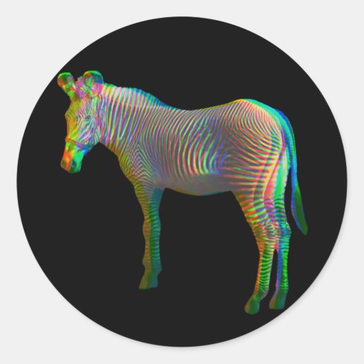 Rainbow Donkey Runder Aufkleber (Vorderseite)