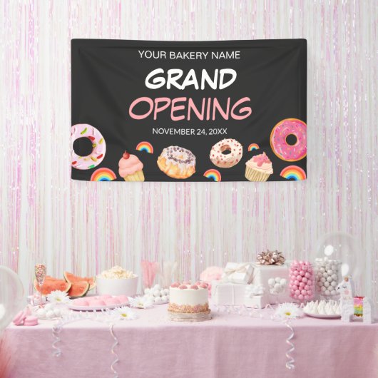 Rainbow Donut Bakery Grand Opening Sale Banner (Party)