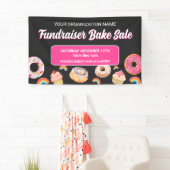 Rainbow Donut Cake PInk Fundraiser Bake Sale Banner (Insitu)