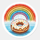 Rainbow Donut Runder Aufkleber (Vorderseite)