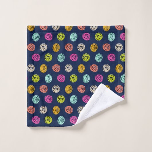 Rainbow Doodle Dot Confetti auf Navy Wrapping Pape Badhandtuch Set (Waschlappen)