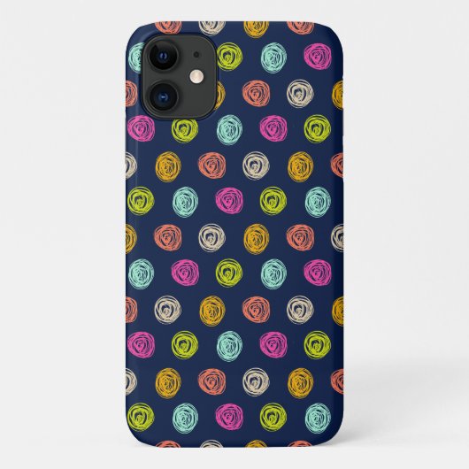Rainbow Doodle Dot Confetti auf Navy Wrapping Pape Case-Mate iPhone Hülle (Rückseite)