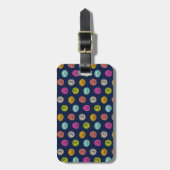 Rainbow Doodle Dot Confetti auf Navy Wrapping Pape Gepäckanhänger (Vorderseite vertikal)
