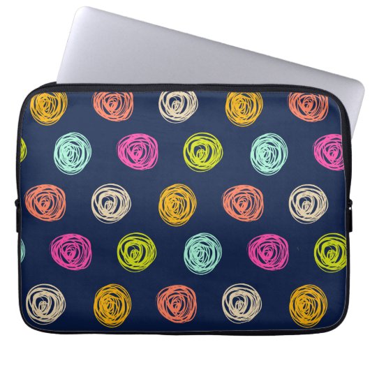 Rainbow Doodle Dot Confetti auf Navy Wrapping Pape Laptopschutzhülle (Vorderseite)