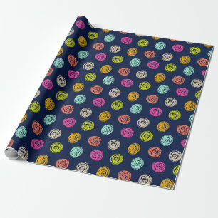Rainbow Doodle Dot Confetti on Navy Gevor Box Geschenkpapier